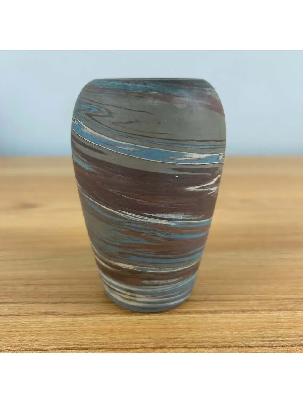 Niloak Art Pottery 1920s Brown Blue Mission Swirl Arts And Crafts Vase 4.5